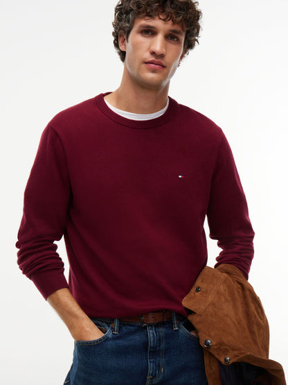 Tommy Hilfiger Pima Cotton Cashmere Crew Neck Jumper - Burgundy MW0MW28046_VLP_alternate5_ay