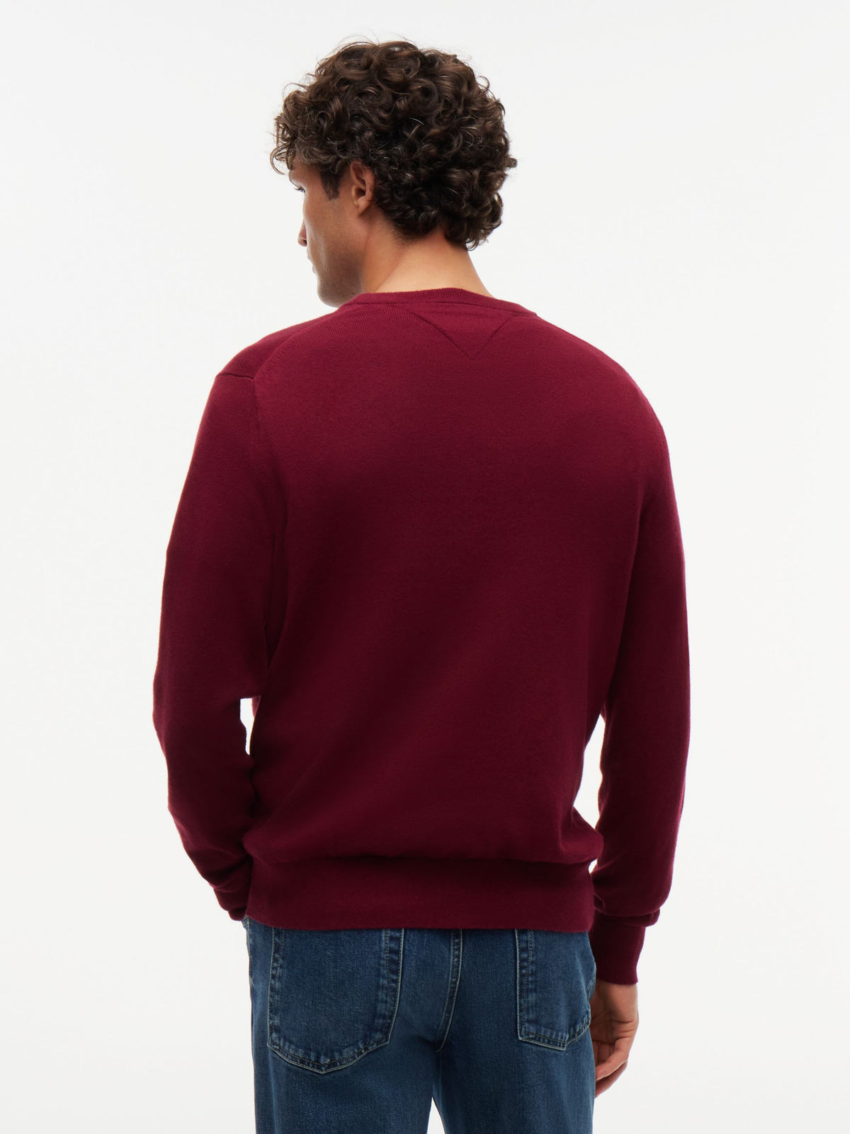 Tommy Hilfiger Pima Cotton Cashmere Crew Neck Jumper - Burgundy MW0MW28046_VLP_alternate6_ay