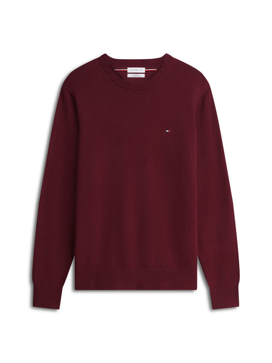 Tommy Hilfiger Pima Cotton Cashmere Crew Neck Jumper - Burgundy MW0MW28046_VLP_main_ay