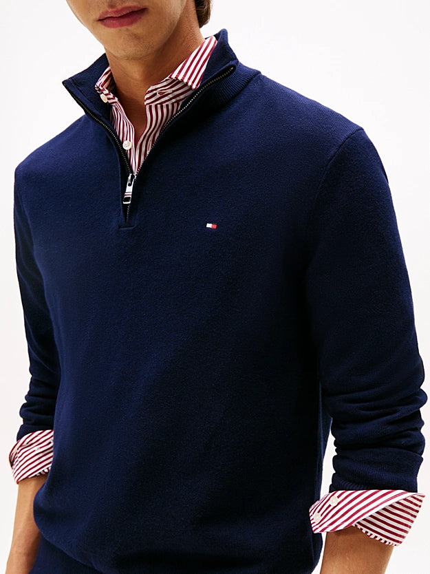 Tommy Hilfiger Half-Zip Jumper With Cashmere - Navy Blue MW0MW28049_DW5_alternate1