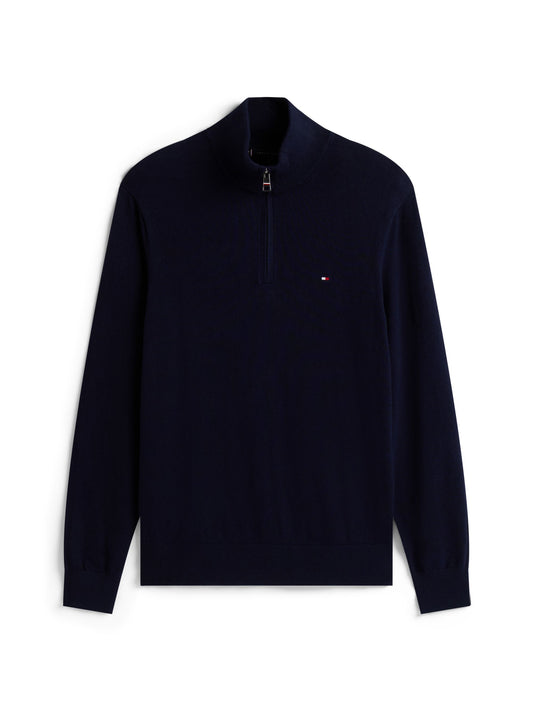 Tommy Hilfiger Pima Cotton Cashmere Zip Mock Jumper - Navy MW0MW28049_DW5_main_ay