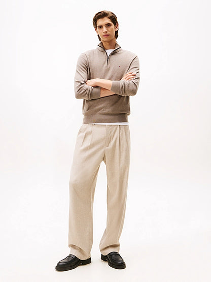 Tommy Hilfiger Half-Zip Jumper With Cashmere - Coastal Taupe Heather MW0MW28049_HI3_alternate2