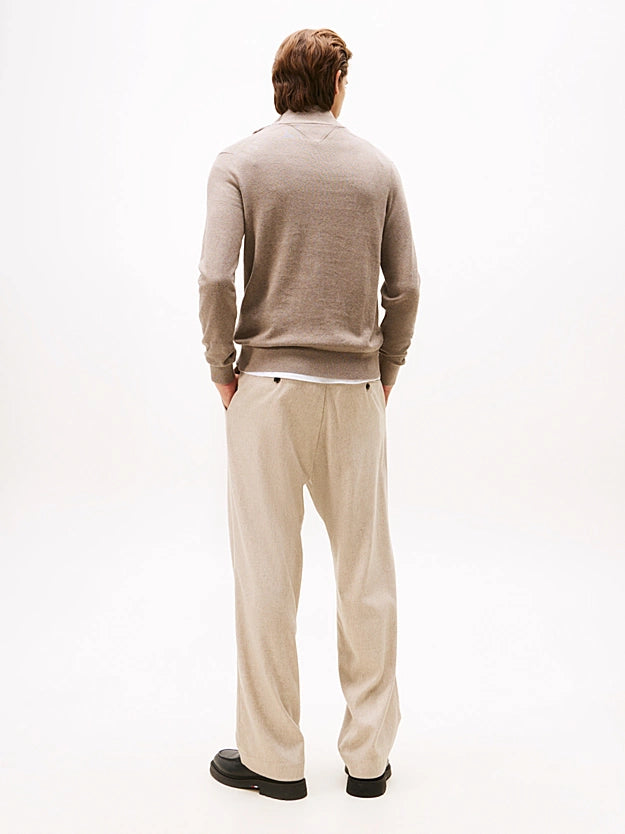 Tommy Hilfiger Half-Zip Jumper With Cashmere - Coastal Taupe Heather MW0MW28049_HI3_alternate3