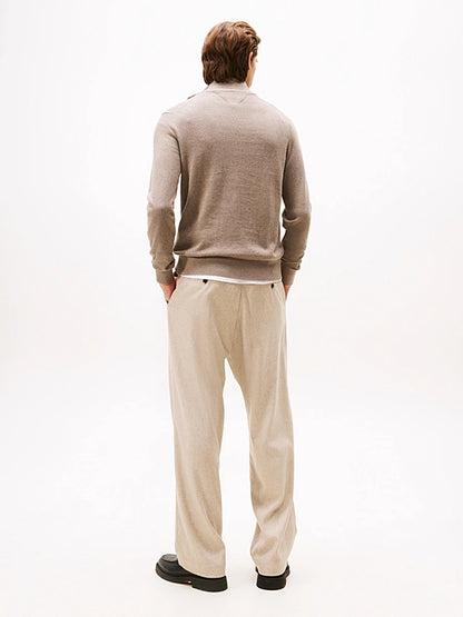 Tommy Hilfiger Half-Zip Jumper With Cashmere - Coastal Taupe Heather MW0MW28049_HI3_alternate3