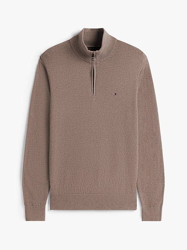 Tommy Hilfiger Half-Zip Jumper With Cashmere - Coastal Taupe Heather MW0MW28049_HI3_alternate4