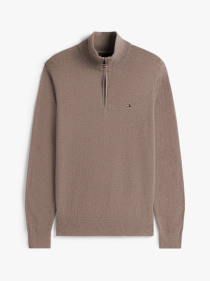 Tommy Hilfiger Half-Zip Jumper With Cashmere - Coastal Taupe Heather MW0MW28049_HI3_alternate4