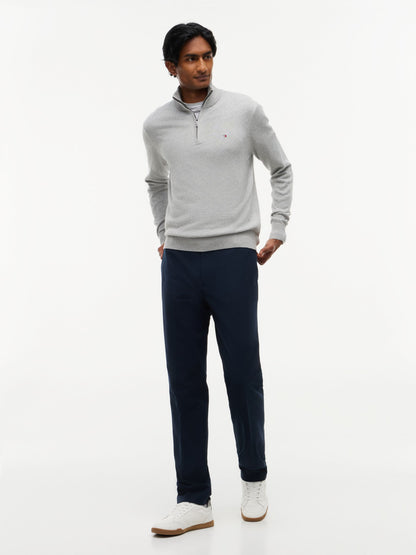 Tommy Hilfiger Pima Cotton Cashmere Zip Mock Jumper - Light Grey Heather MW0MW28049_P01_alternate2_ay