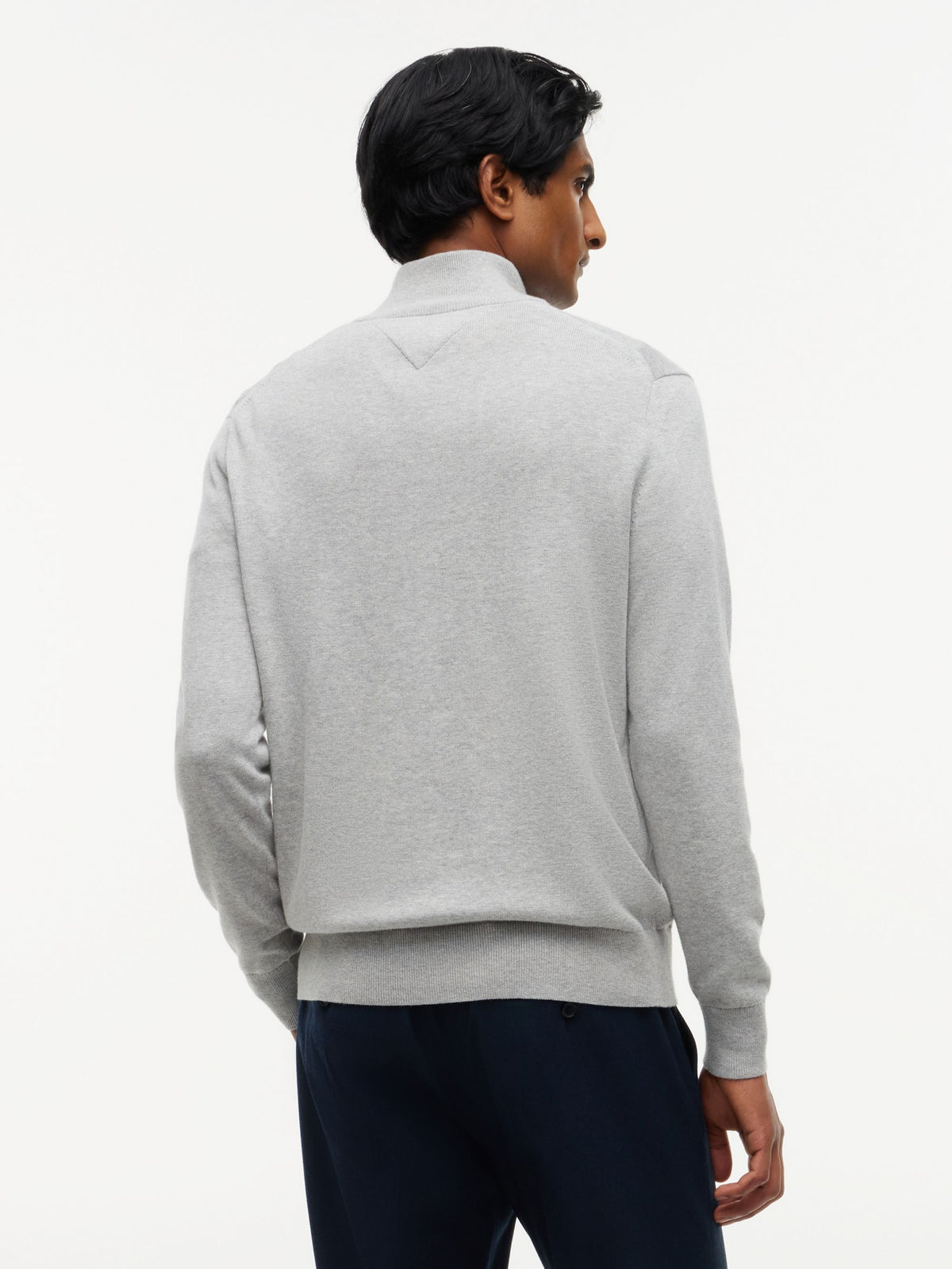 Tommy Hilfiger Pima Cotton Cashmere Zip Mock Jumper - Light Grey Heather MW0MW28049_P01_alternate4_ay