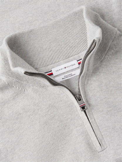 Tommy Hilfiger Pima Cotton Cashmere Zip Mock Jumper - Light Grey Heather MW0MW28049_P01_alternate5_ay