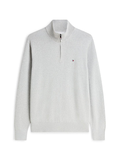 Tommy Hilfiger Pima Cotton Cashmere Zip Mock Jumper - Light Grey Heather MW0MW28049_P01_main_ay