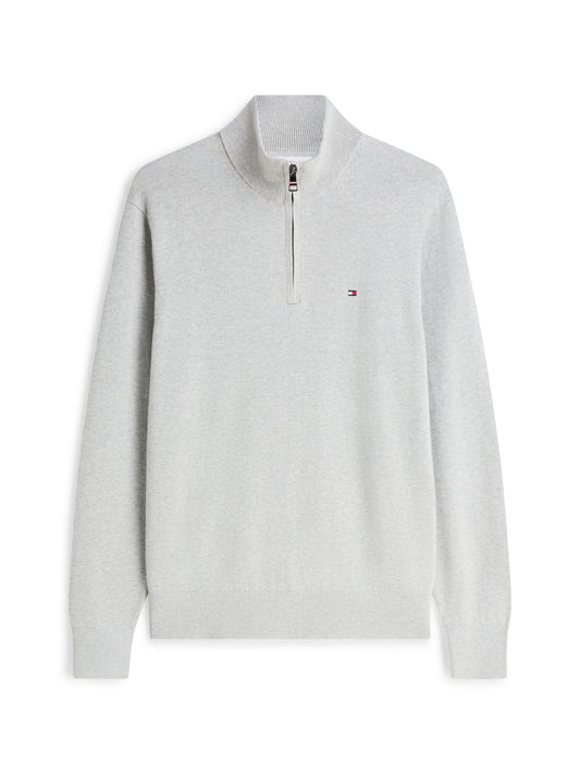 Tommy Hilfiger Pima Cotton Cashmere Zip Mock Jumper - Light Grey Heather MW0MW28049_P01_main_ay