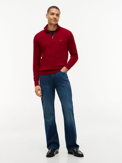 Tommy Hilfiger Pima Cotton Cashmere Zip Mock Jumper - Regatta Red MW0MW28049_XIT_alternate2_ay
