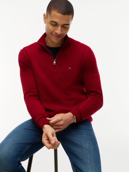 Tommy Hilfiger Pima Cotton Cashmere Zip Mock Jumper - Regatta Red MW0MW28049_XIT_alternate3_ay