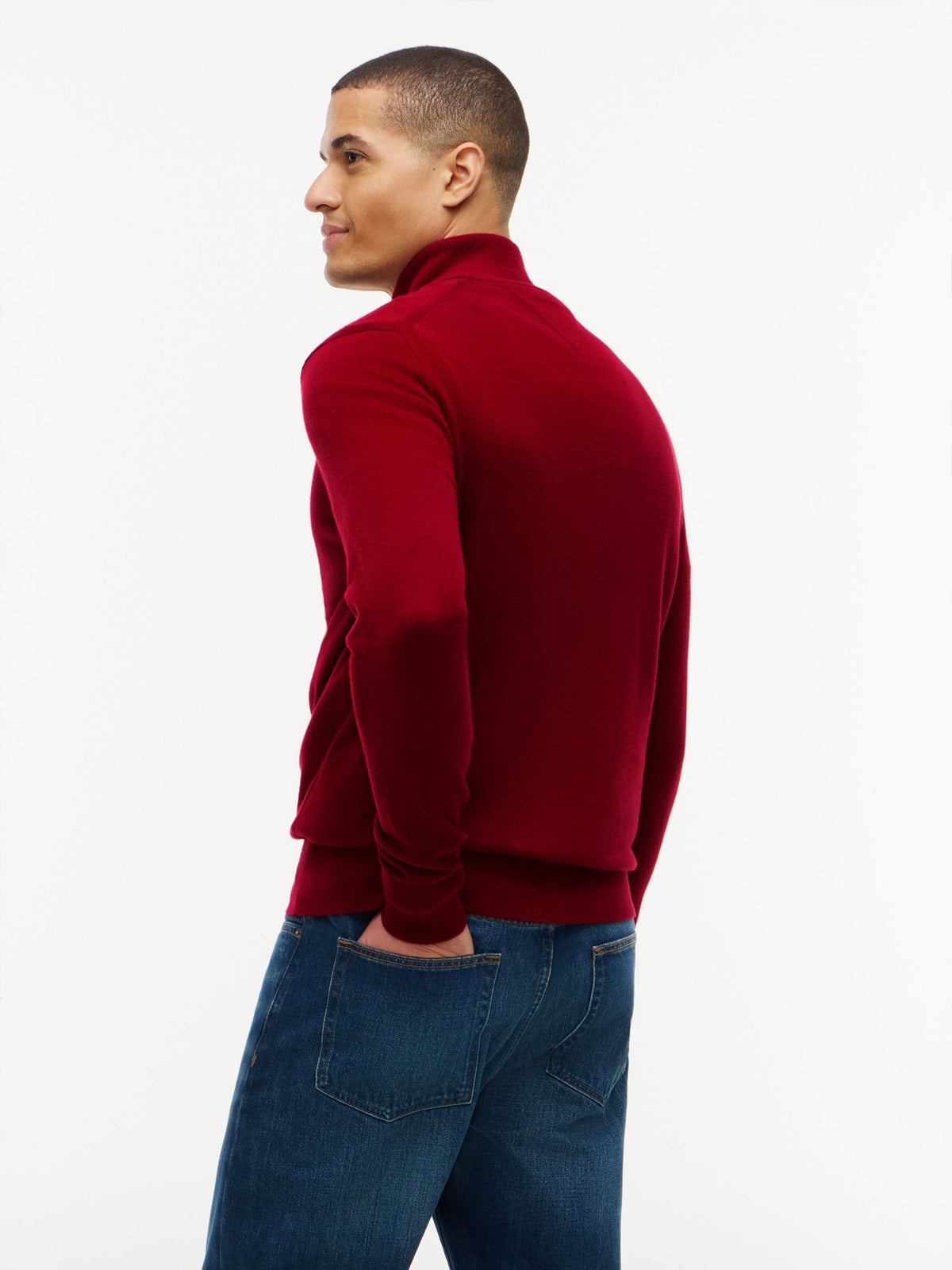 Tommy Hilfiger Pima Cotton Cashmere Zip Mock Jumper - Regatta Red MW0MW28049_XIT_alternate4_ay