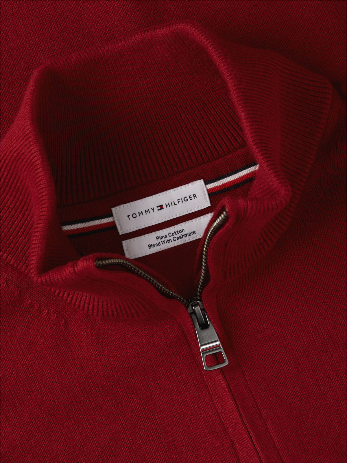 Tommy Hilfiger Pima Cotton Cashmere Zip Mock Jumper - Regatta Red MW0MW28049_XIT_alternate5_ay