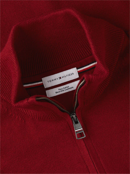 Tommy Hilfiger Pima Cotton Cashmere Zip Mock Jumper - Regatta Red MW0MW28049_XIT_alternate5_ay