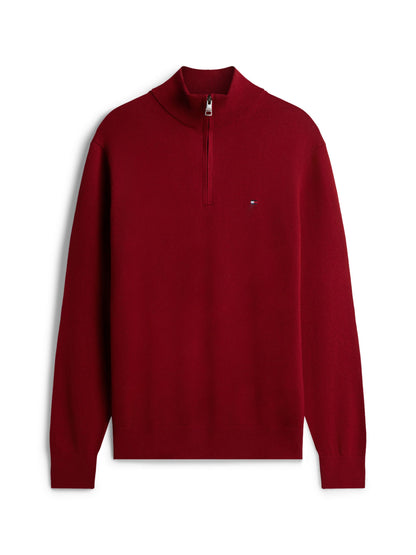 Tommy Hilfiger Pima Cotton Cashmere Zip Mock Jumper - Regatta Red MW0MW28049_XIT_main_ay