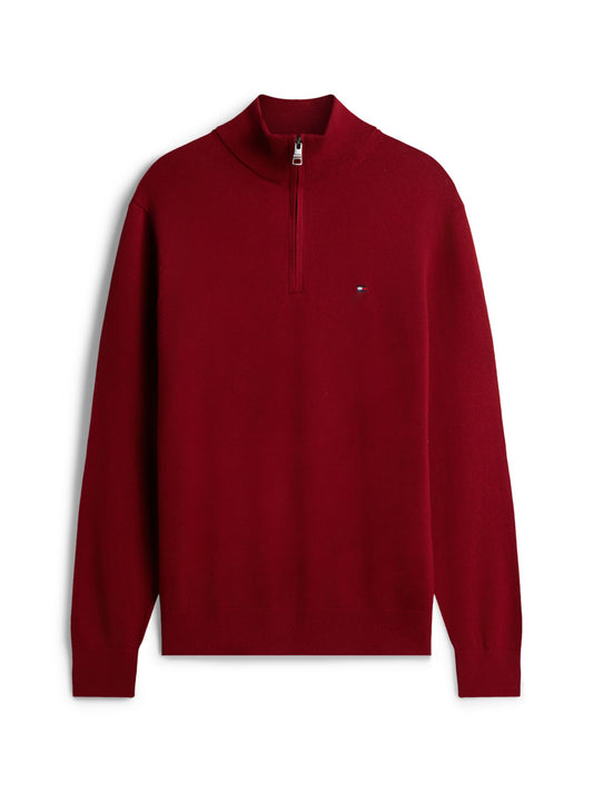 Tommy Hilfiger Pima Cotton Cashmere Zip Mock Jumper - Regatta Red MW0MW28049_XIT_main_ay