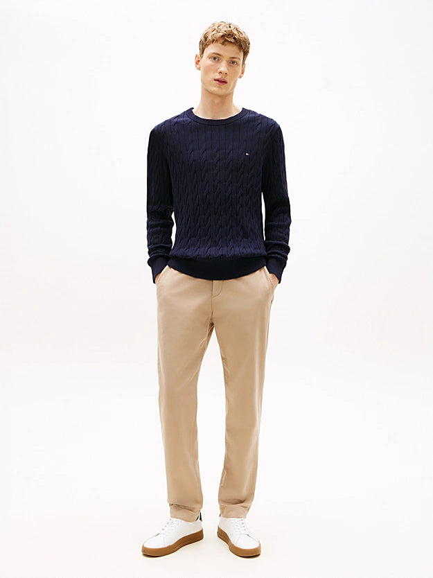 Tommy Hilfiger Flag Embroidery Cable Knit Jumper - Navy Blue MW0MW33132_DW5_alternate2