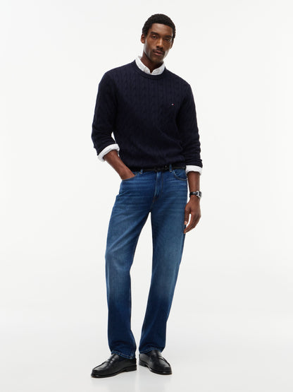 Tommy Hilfiger Classic Cotton Cable Crew Neck Jumper - Navy MW0MW33132_DW5_alternate2_ay