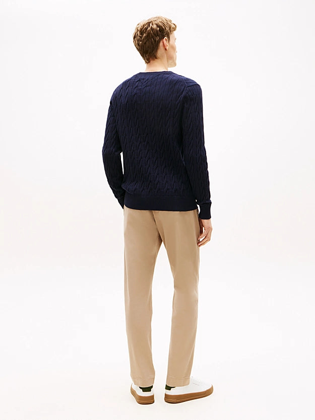 Tommy Hilfiger Flag Embroidery Cable Knit Jumper - Navy Blue MW0MW33132_DW5_alternate4