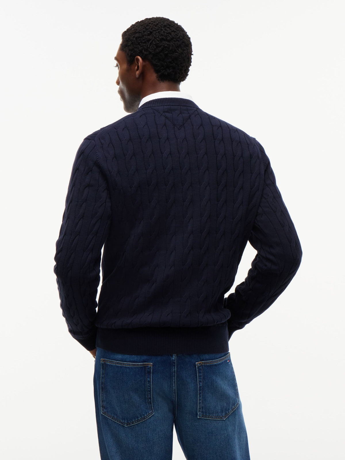 Tommy Hilfiger Classic Cotton Cable Crew Neck Jumper - Navy MW0MW33132_DW5_alternate4_ay