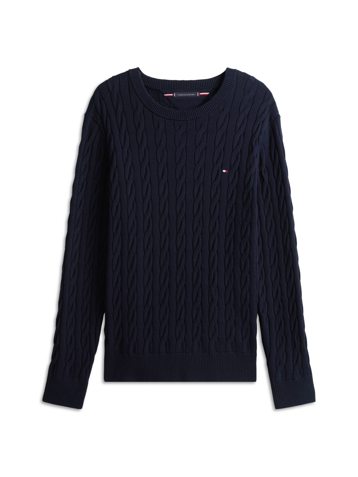 Tommy Hilfiger Classic Cotton Cable Crew Neck Jumper - Navy MW0MW33132_DW5_main_ay
