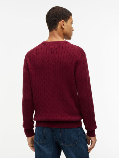 Tommy Hilfiger Classic Cotton Cable Crew Neck Jumper - Burgundy MW0MW33132_VLP_alternate4_ay