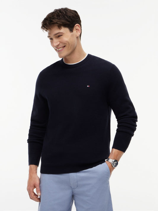 Tommy Hilfiger Essential Structure Crew Neck Jumper - Navy MW0MW36347_DW5_alternate1_ay