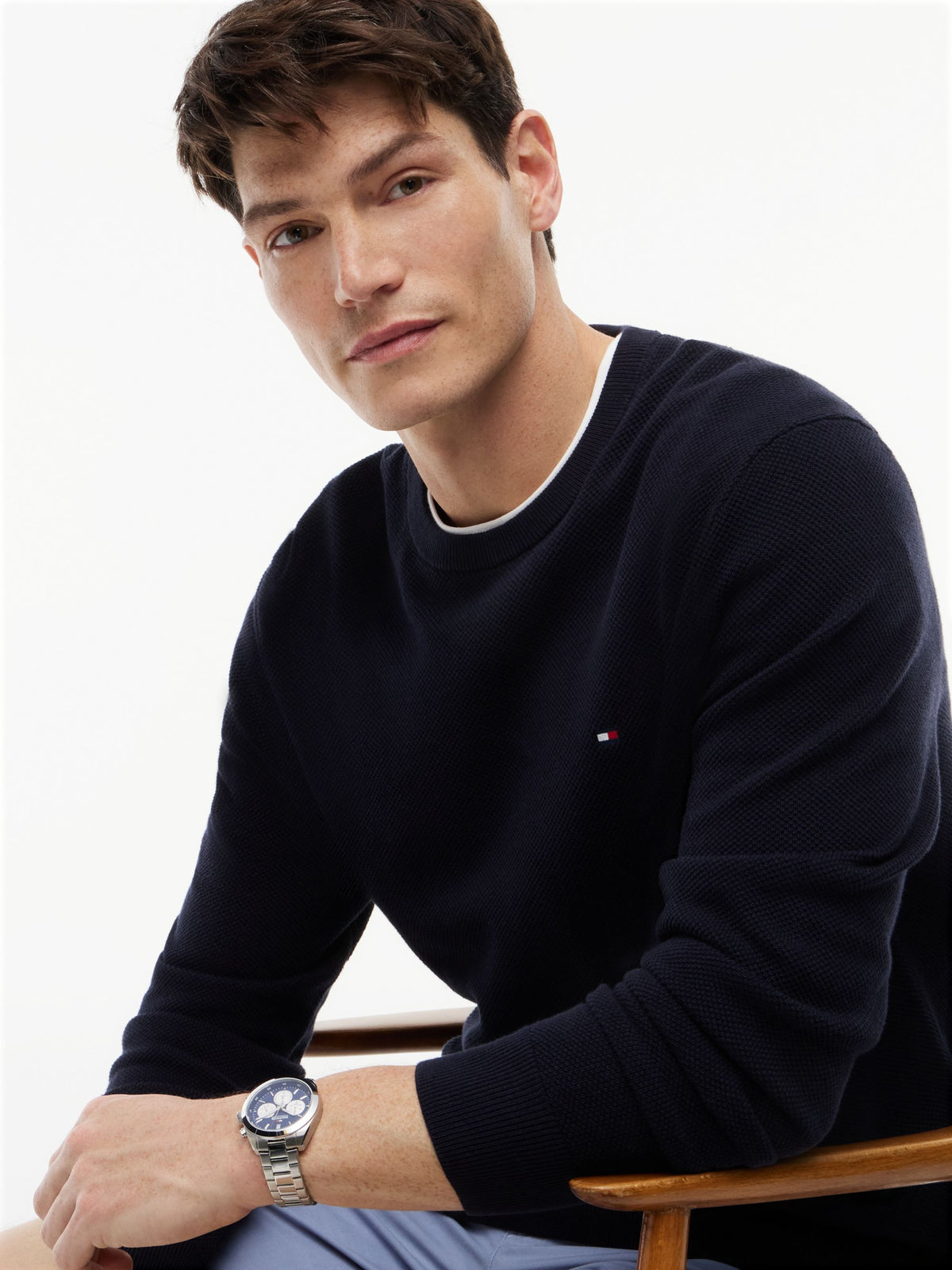 Tommy Hilfiger Essential Structure Crew Neck Jumper - Navy MW0MW36347_DW5_alternate3_ay