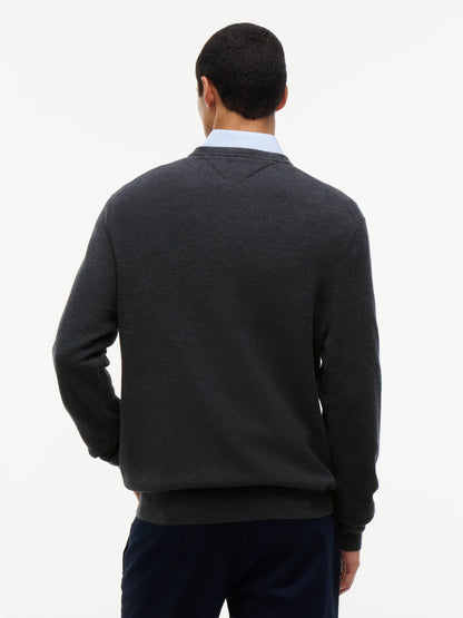Tommy Hilfiger Essential Structure Crew Neck Jumper - Dark Grey Heather MW0MW36347_P92_alternate4_ay