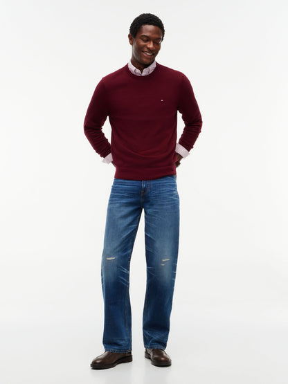 Tommy Hilfiger Essential Structure Crew Neck Jumper - Burgundy MW0MW36347_VLP_alternate2_ay