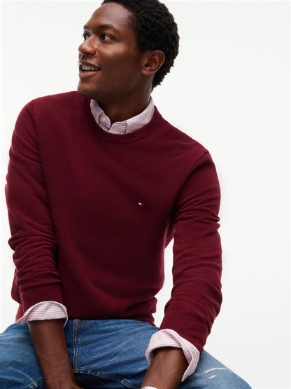 Tommy Hilfiger Essential Structure Crew Neck Jumper - Burgundy MW0MW36347_VLP_alternate3_ay