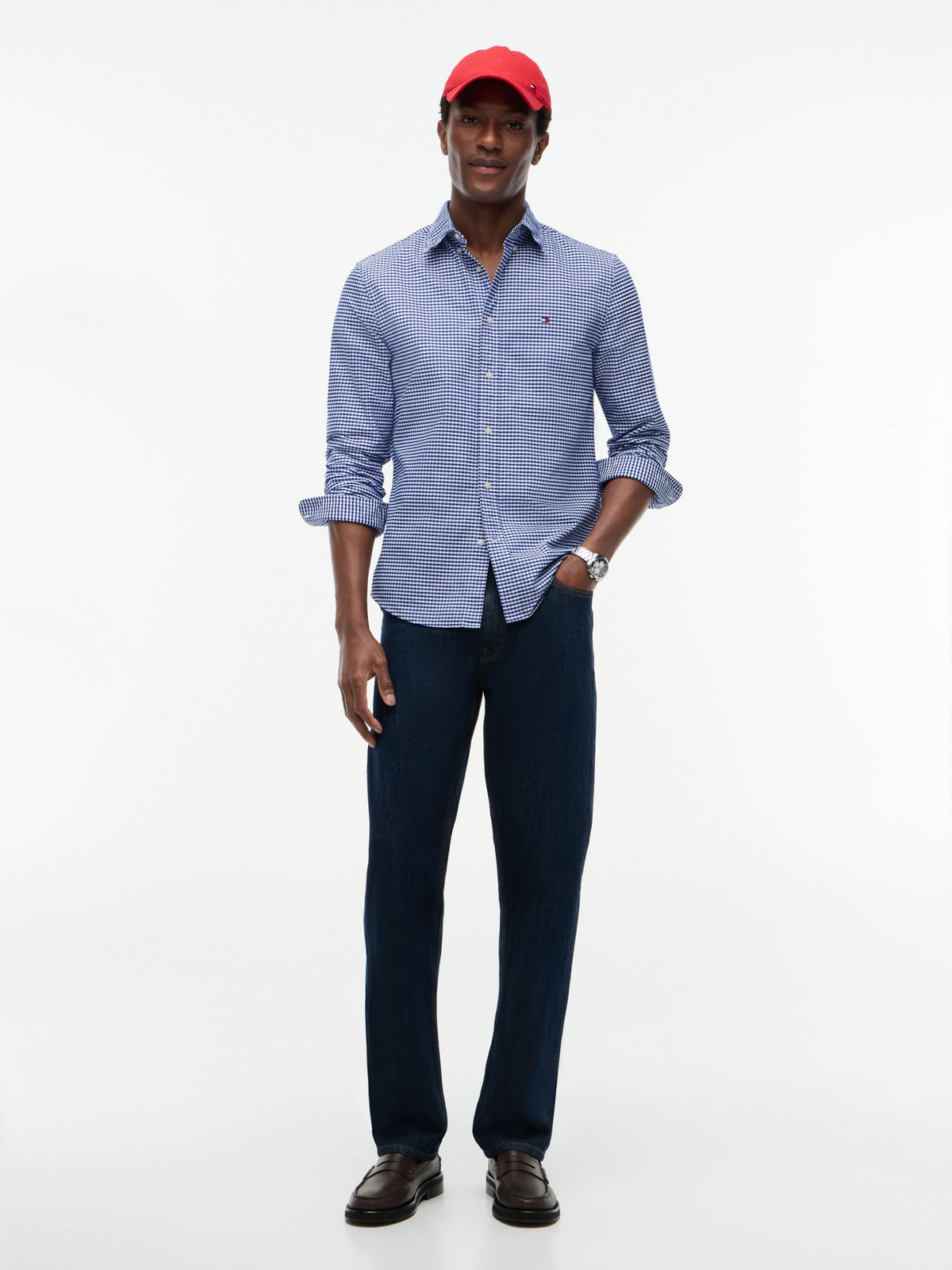 Tommy Hilfiger Regular Fit Gingham Check Oxford Shirt - Royal Blue Check MW0MW36395_0MV_alternate2_ay