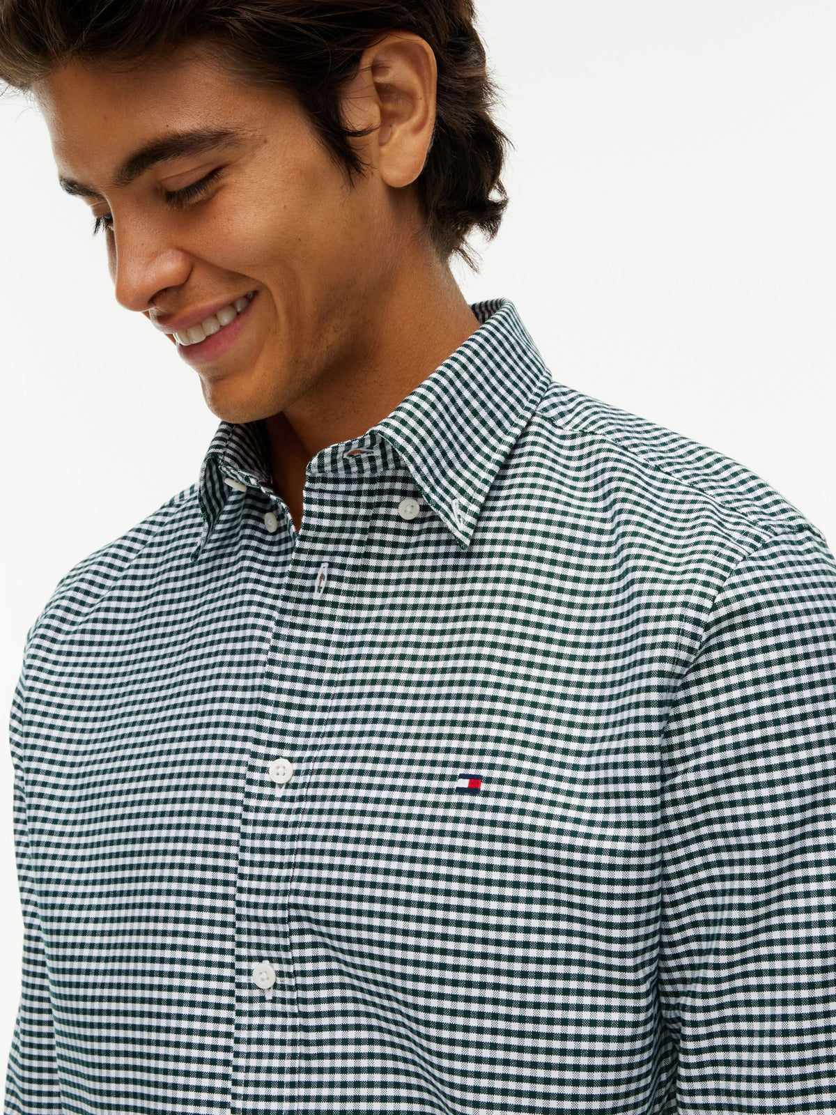 Tommy Hilfiger Regular Fit Gingham Check Oxford Shirt - Hunter Green Check MW0MW36395_0N2_alternate3_ay