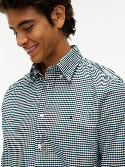 Tommy Hilfiger Regular Fit Gingham Check Oxford Shirt - Hunter Green Check MW0MW36395_0N2_alternate3_ay