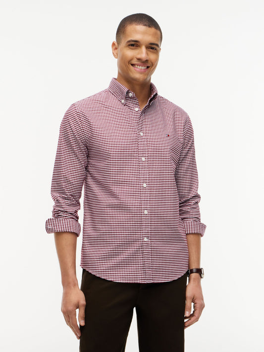 Tommy Hilfiger Regular Fit Gingham Check Oxford Shirt - Burgundy Check MW0MW36395_0QJ_alternate1_ay