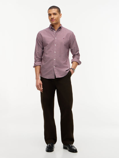 Tommy Hilfiger Regular Fit Gingham Check Oxford Shirt - Burgundy Check MW0MW36395_0QJ_alternate2_ay