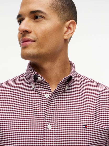 Tommy Hilfiger Regular Fit Gingham Check Oxford Shirt - Burgundy Check MW0MW36395_0QJ_alternate3_ay