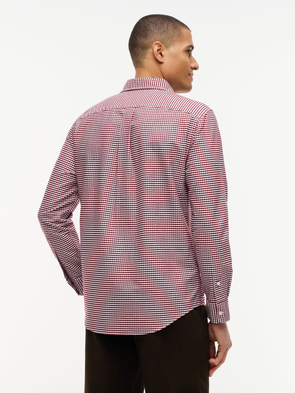 Tommy Hilfiger Regular Fit Gingham Check Oxford Shirt - Burgundy Check MW0MW36395_0QJ_alternate4_ay