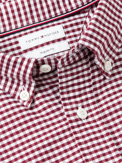 Tommy Hilfiger Regular Fit Gingham Check Oxford Shirt - Burgundy Check MW0MW36395_0QJ_alternate5_ay