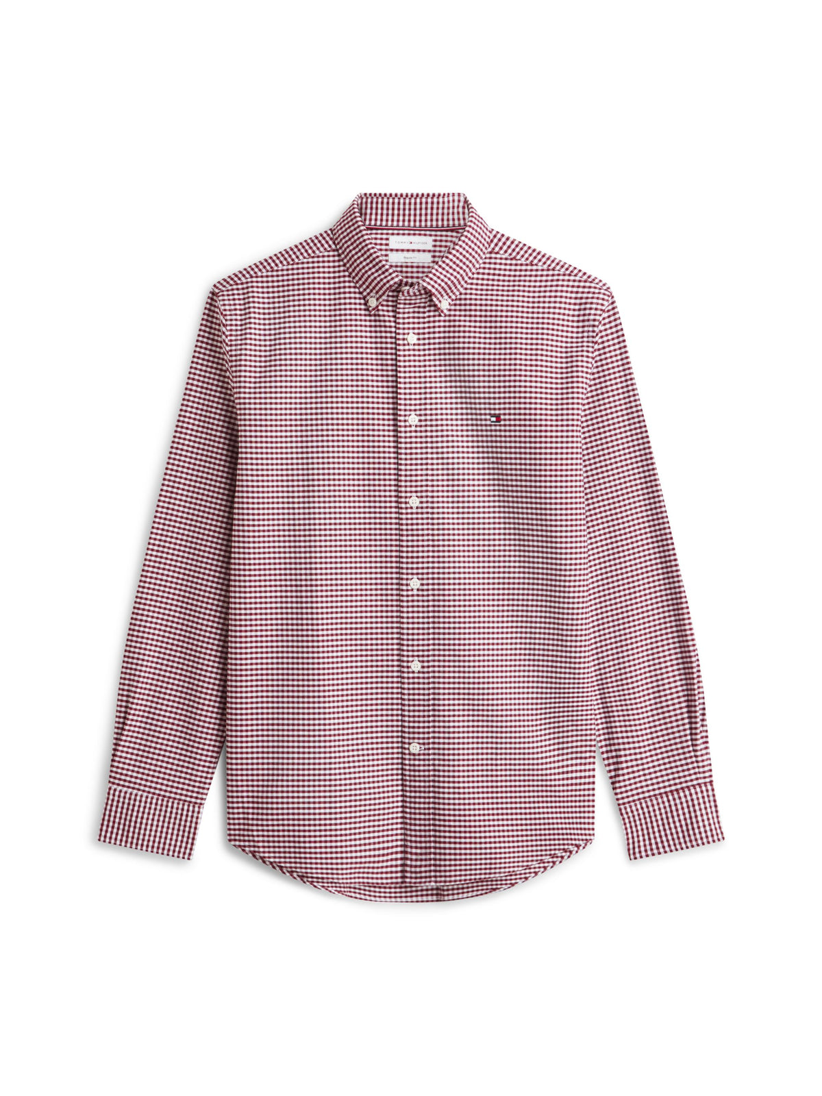 Tommy Hilfiger Regular Fit Gingham Check Oxford Shirt - Burgundy Check MW0MW36395_0QJ_main_ay
