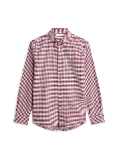 Tommy Hilfiger Regular Fit Gingham Check Oxford Shirt - Burgundy Check MW0MW36395_0QJ_main_ay
