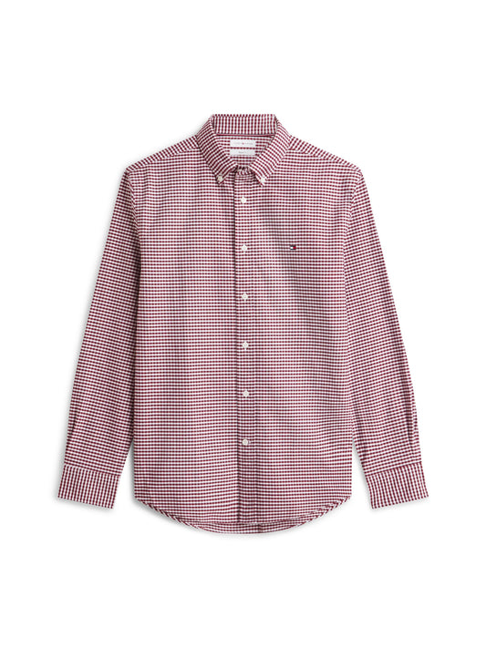 Tommy Hilfiger Regular Fit Gingham Check Oxford Shirt - Burgundy Check MW0MW36395_0QJ_main_ay