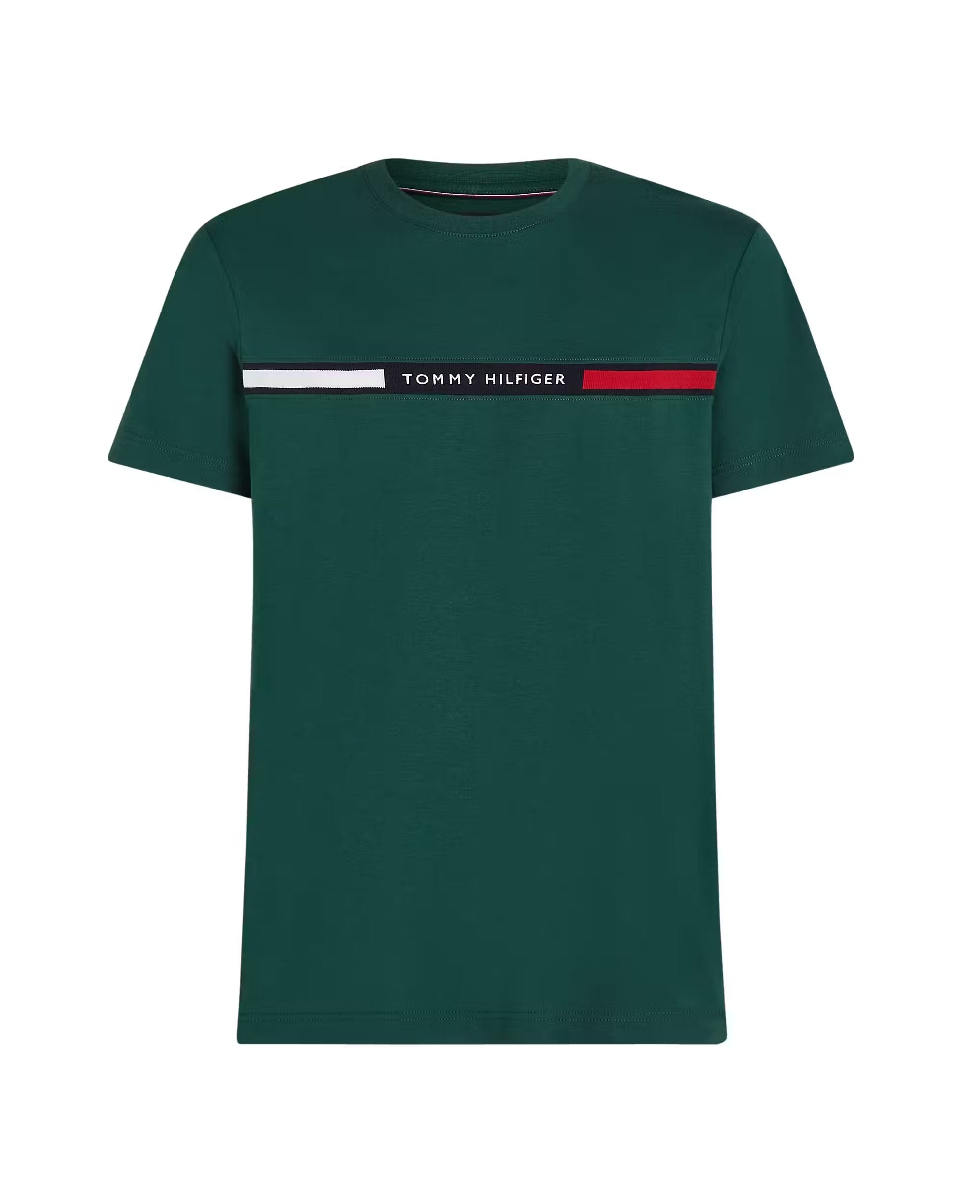 Tommy Hilfiger Rib-Knit Logo Insert Crew Neck T-Shirt - Ornamental green MW0MW36498L6K_F_C5301