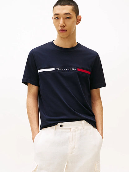 Tommy Hilfiger Rib-Knit Logo Insert Crew Neck T-Shirt - Desert Sky MW0MW36498_DW5_main