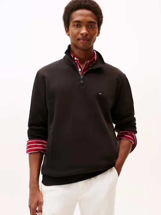 Tommy Hilfiger Performance Quarter-Zip Intechno Knit Jumper - Black MW0MW36510_BDS_main