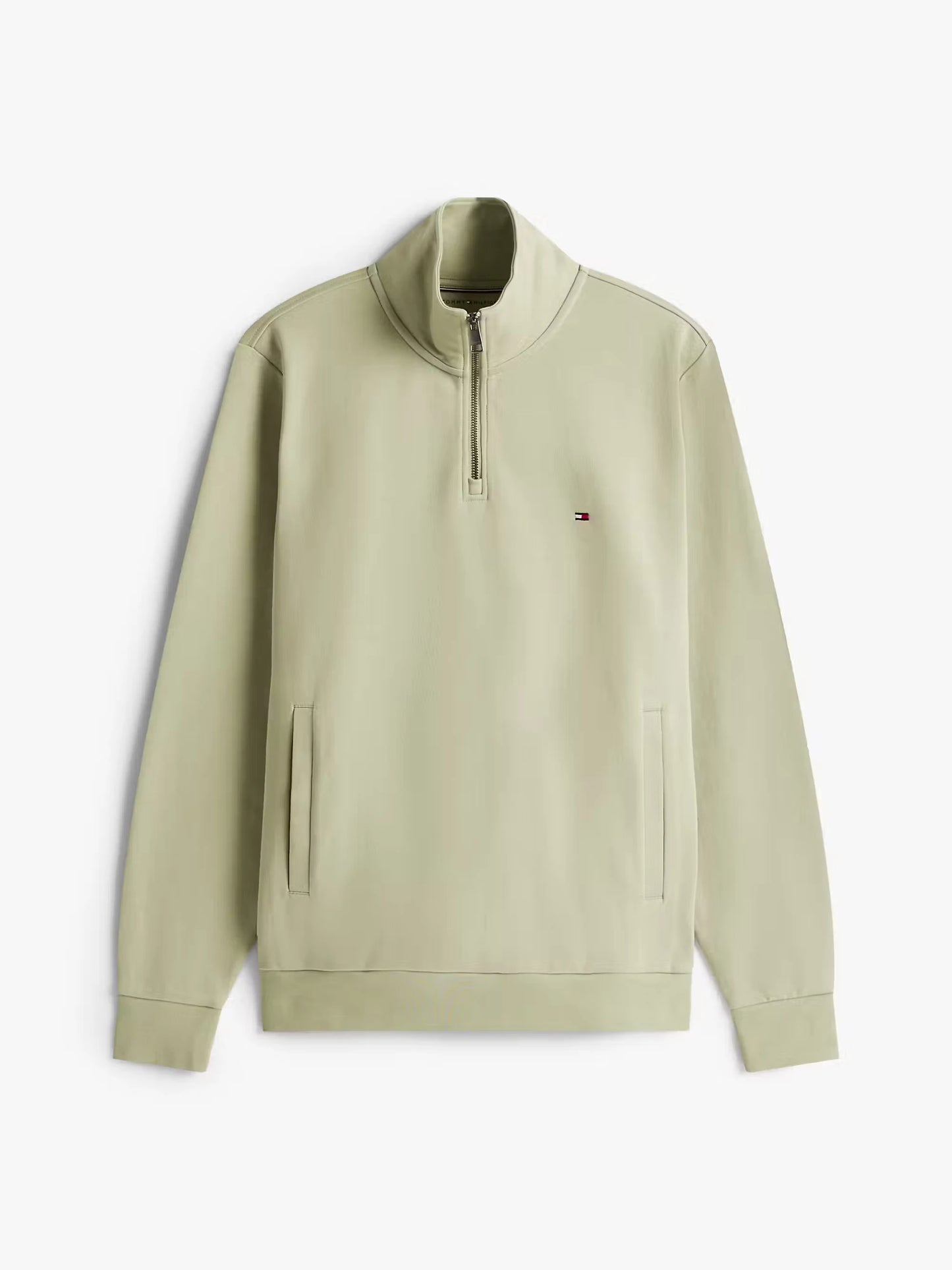 Tommy Hilfiger Performance Quarter-Zip Intechno Knit Jumper - Earth Sage MW0MW36510_L9A_alternate4