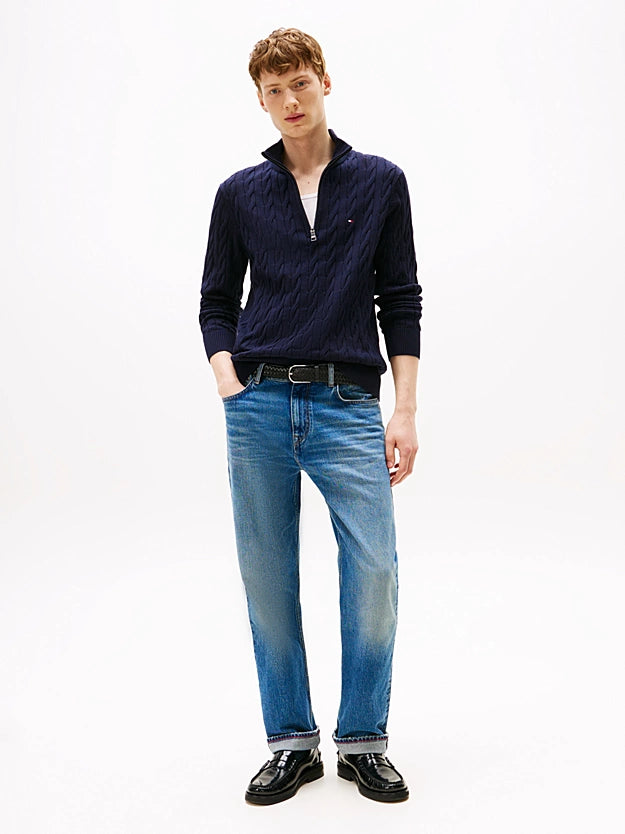 Tommy Hilfiger Cable Knit Half-Zip Jumper - Navy Blue MW0MW36532_DW5_alternate2_62f429b2-4f42-46b8-b478-45d2757bb09f