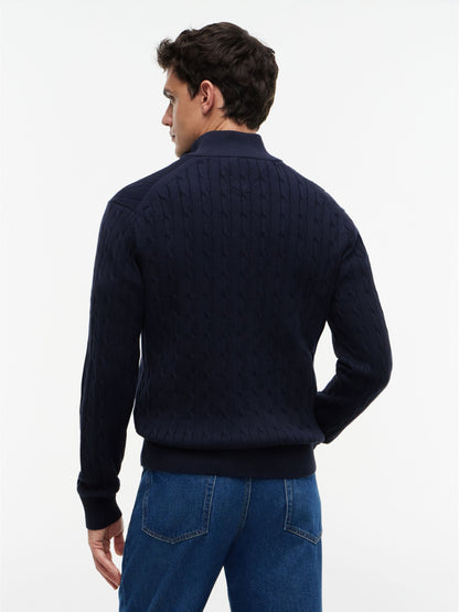 Tommy Hilfiger Classic Cotton Cable Zip Mock Jumper - Navy MW0MW36532_DW5_alternate4_ay